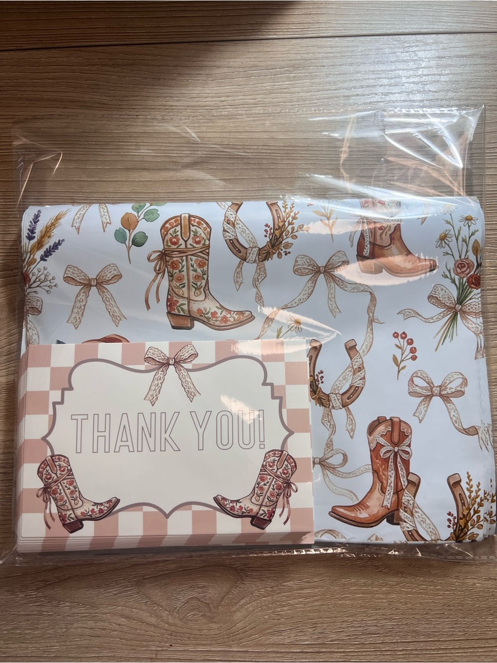 Western Cowgirl Poly Mailer & Thank You Card Bundle | 25 Mailers + 25 Cards